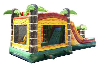 Bounce house with water slide combo with climbing wall inside